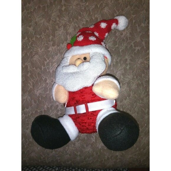 Vintage Santa Claus Plush toy Holiday Christmas Decoration textured 9" EUC - Picture 2 of 6